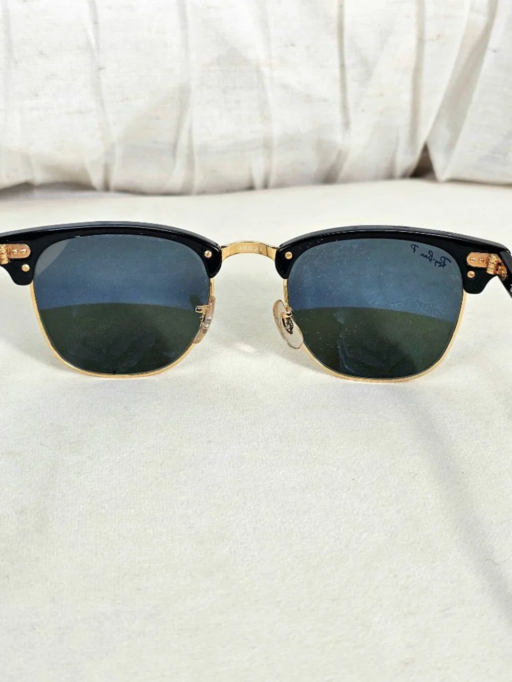 Ray-Ban Clubmaster Polarized Sunglasses RB3016 Black Gold Classic G15 Lenses w/ - Picture 11 of 13